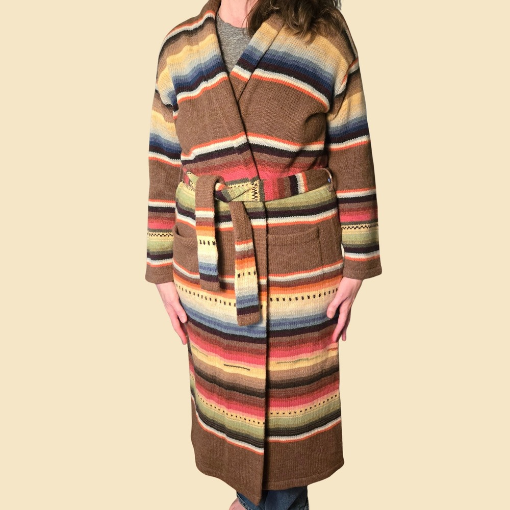 Ralph Lauren Coastal Cowgirl Southwestern Sweater Coat Lambs Wool Alpaca Size L - Picture 3 of 9